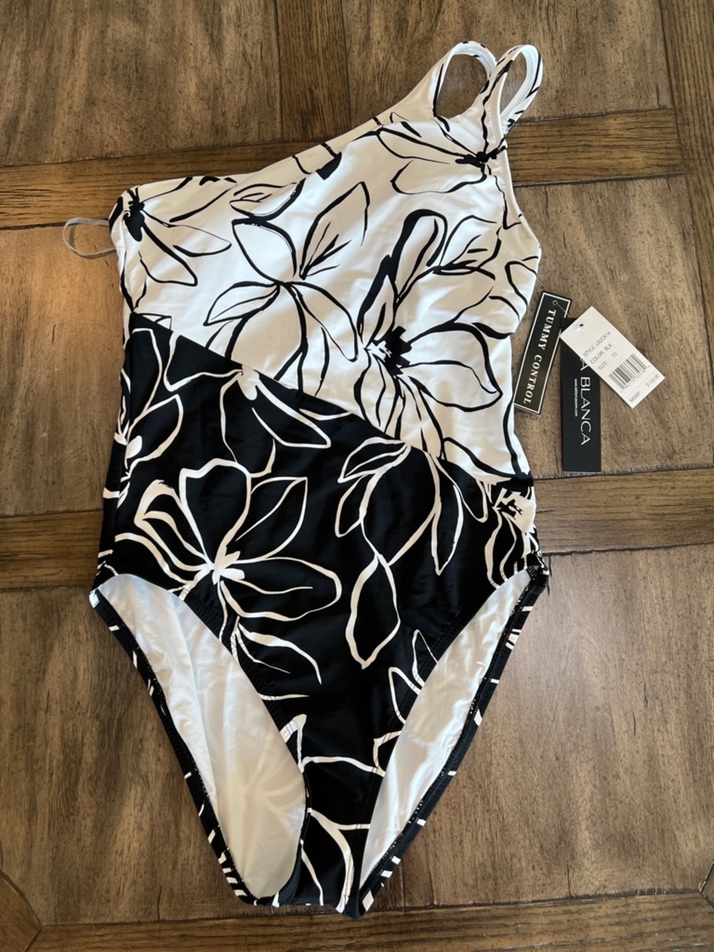 La Blanca Black & White Floral One-Piece Swimsuit